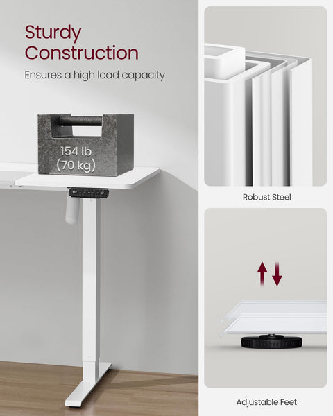 VASAGLE Electric Standing Desk, Height Adjustable Desk, 60 x 140 x (72-120) cm, 4 Memory Heights, Storage Pocket, for Home Office, Study, Rustic Brown and Ink Black LSD134K02