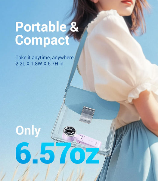 Diveblues Portable Handheld Fan, High-Speed Turbo Portable Fan, LED Display, Up to 12 Hours, 4000mAh Battery, 5 Wind Gear, Rechargeable small Hand Fan for Travel/Commute/Outdoor, Gifts for Women