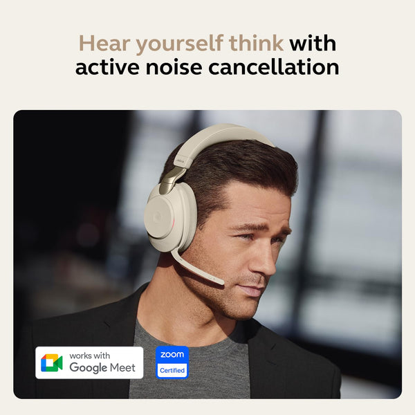 Jabra Evolve2 85 Wireless PC Headset – Noise Cancelling UC Certified Stereo Headphones With Long-Lasting Battery – USB-C Bluetooth Adapter – Black