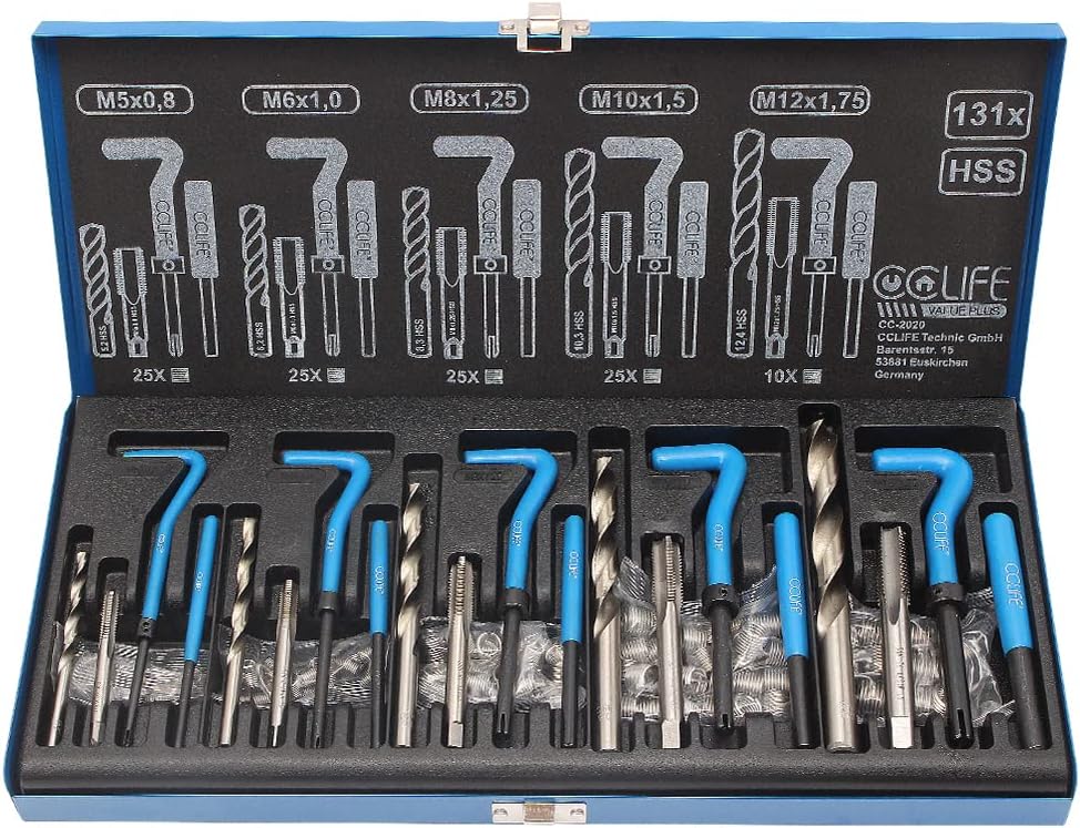 CCLIFE Helicoil Thread Repair Tool Kit M5 M6 M8 M10 M12