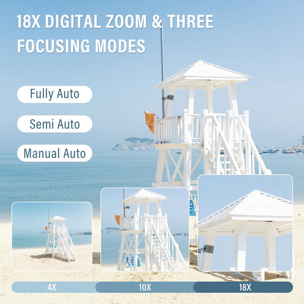 Digital Camera, 64MP 4K Cameras for Photography and Vlogging with Beauty Ring Light, 64GB SD Card, 18X Zoom Autofoucs, 180° Flip Screen Compact Portable Youtube Camera for Beginners Adult Teens