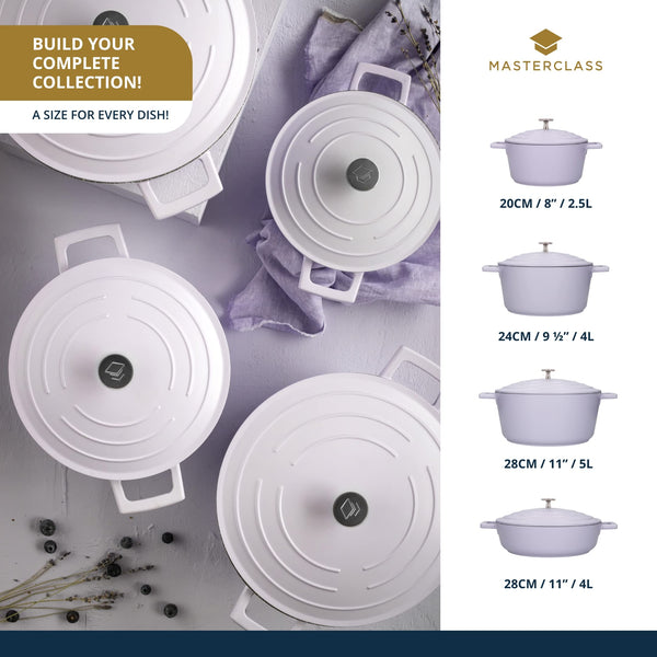 MasterClass Casserole Dish With Lid, Medium 4L/24 cm, Lightweight Cast Aluminium, Induction Hob And Oven Safe, Black