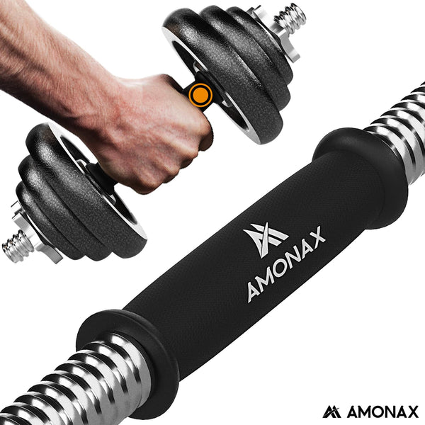 Amonax 20kg Cast Iron Adjustable Dumbbells Weight Set, Barbell Set Men Women, Strength Training Equipment Home Gym Fitness, Dumbell Pair Hand , Bar