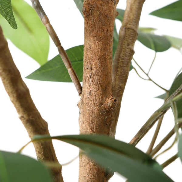 Fopamtri Artificial Ficus Plant 150 cm Large Fake Plants Indoor with Natural Wood Trunk, Fake Potted Ficus Tree for Home Bedroom Office Balcony Garden