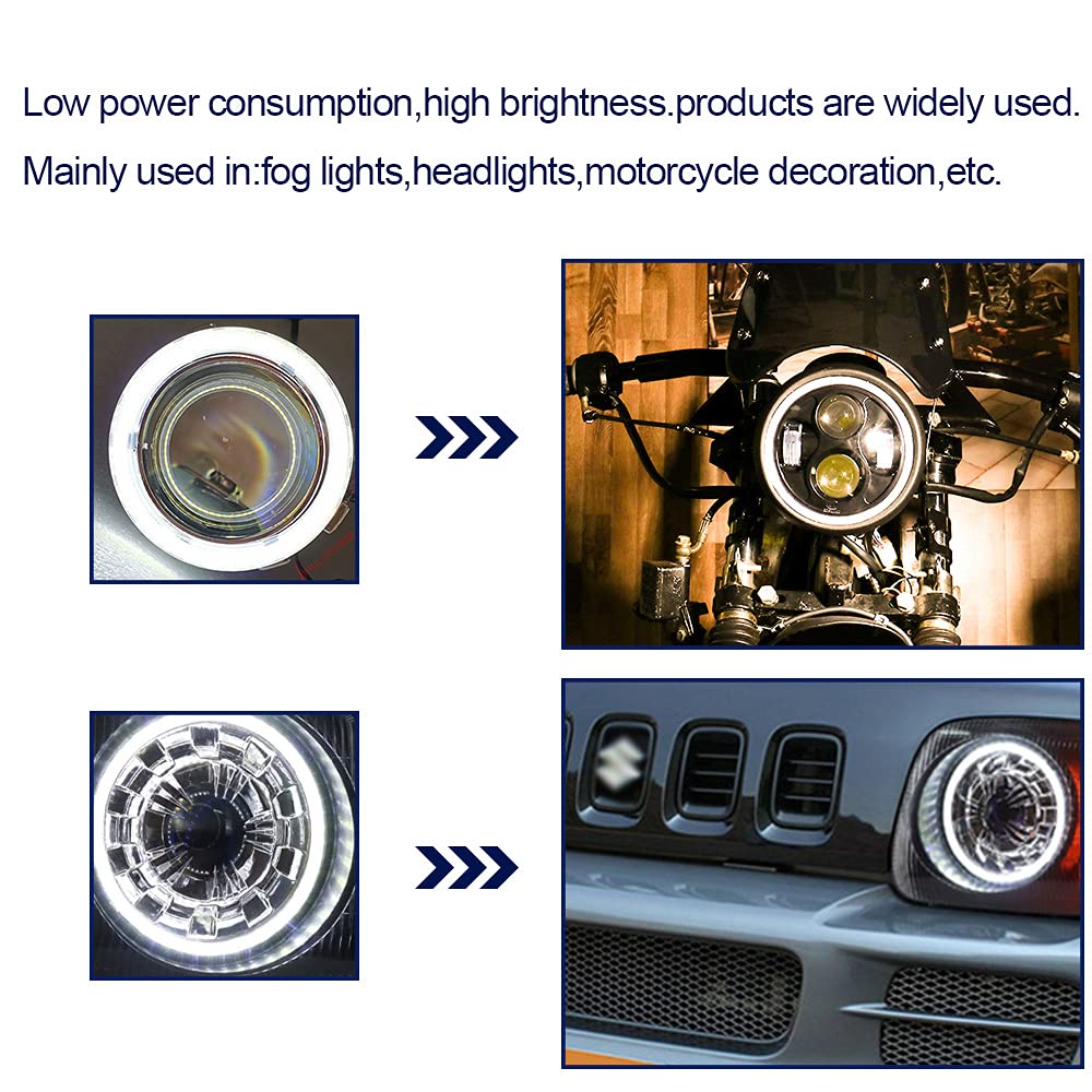 Qasim Car Angel Eyes COB Light Halo Ring 120MM 93SMD Headlight Lamp White 12V 24V(Pack of 2PCS)