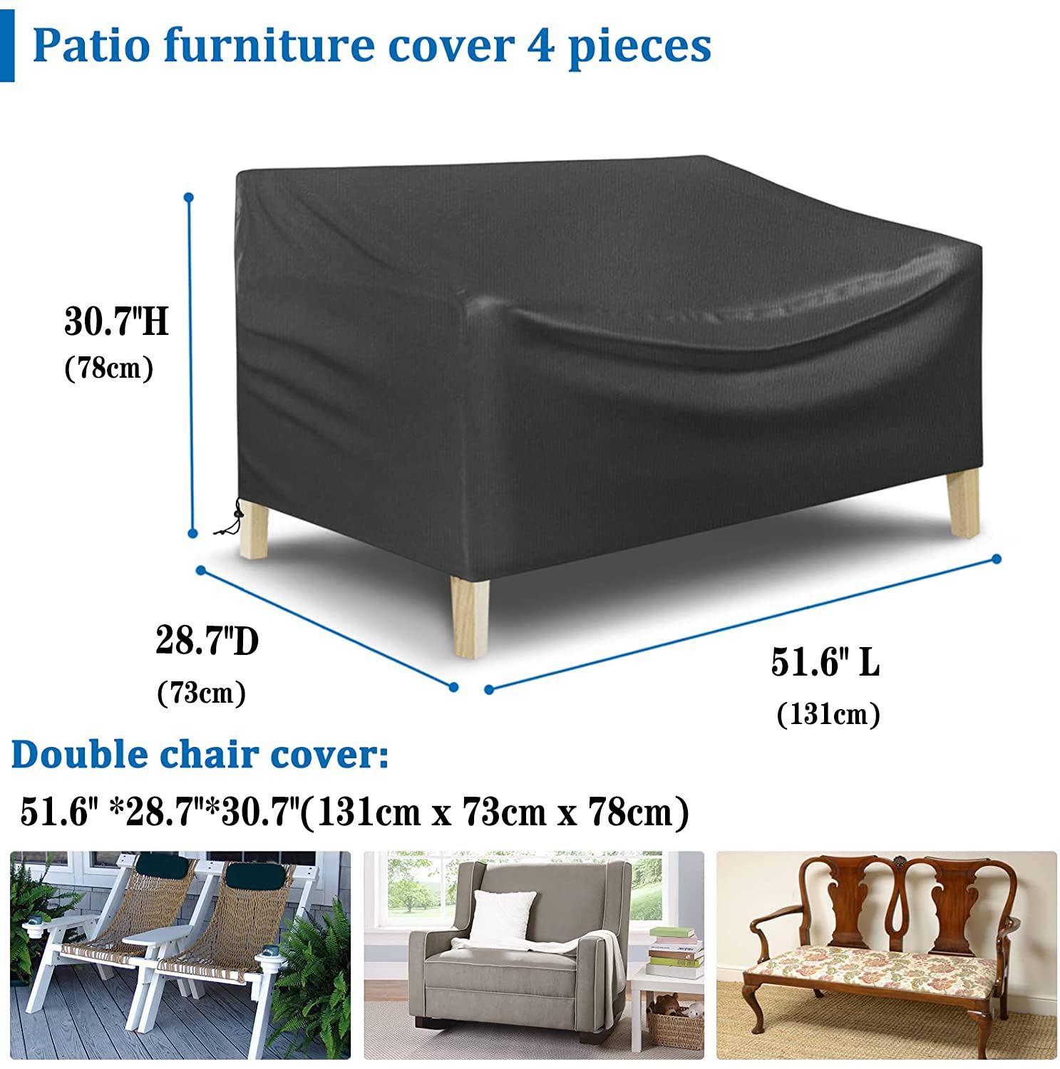 Patio Furniture Cover 4-Piece,Outdoor Garden Furniture Covers ,Upgraded 420D Heavy Duty Oxford Fabric Garden Table Cover with Air Vent Windproof Patio