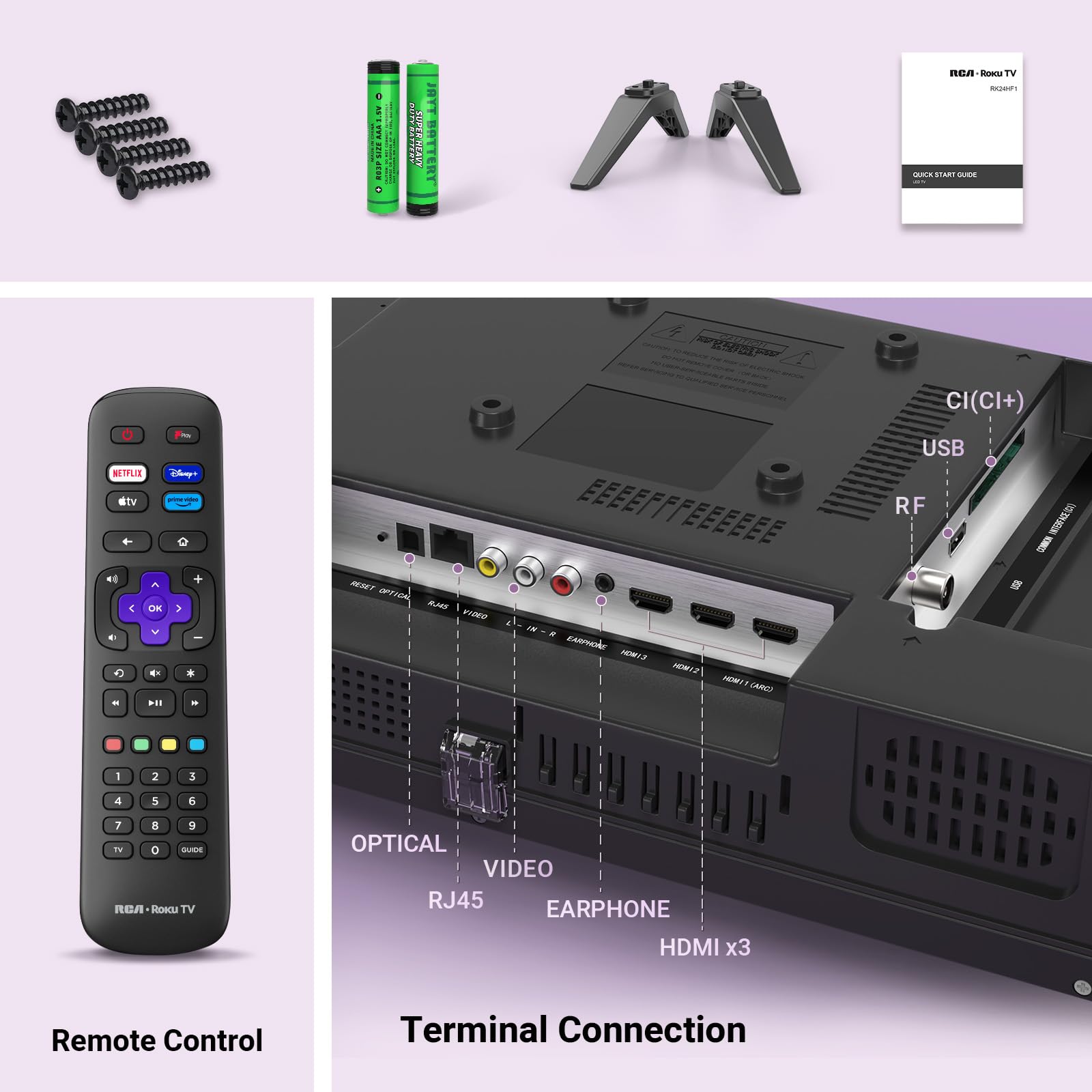 RCA RB24H2CU 24" inchFreeview HD TV DVB-T2/C/S2 Dolby Digital Audio, LED Backlighting Display, HDMI VGA PC SCART USB Travel Small TV for Motorhome and Campervan,Caravans,12 Volt