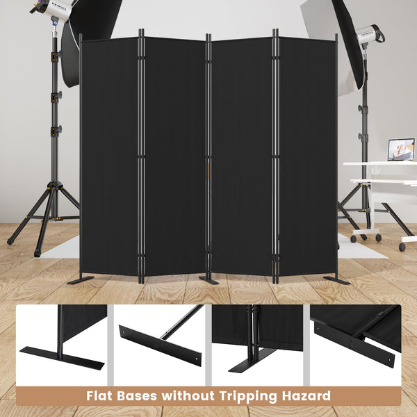 C-Hopetree 6 Panels Room Divider, 180cm Tall Indoor Folding Privacy Screen, Portable Partition Separator, Freestanding Separation Temporary Wall for Office, Bedroom, 304cm W X 180cm H, Black