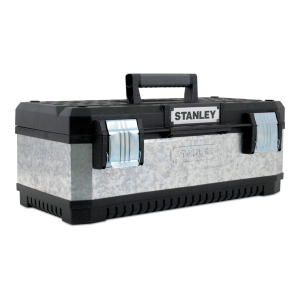 STANLEY Galvanised Toolbox Chest with Heavy Duty Metal Hinge, Portable Tote Tray for Tools and Small Parts, 26 inch, 1-95-620