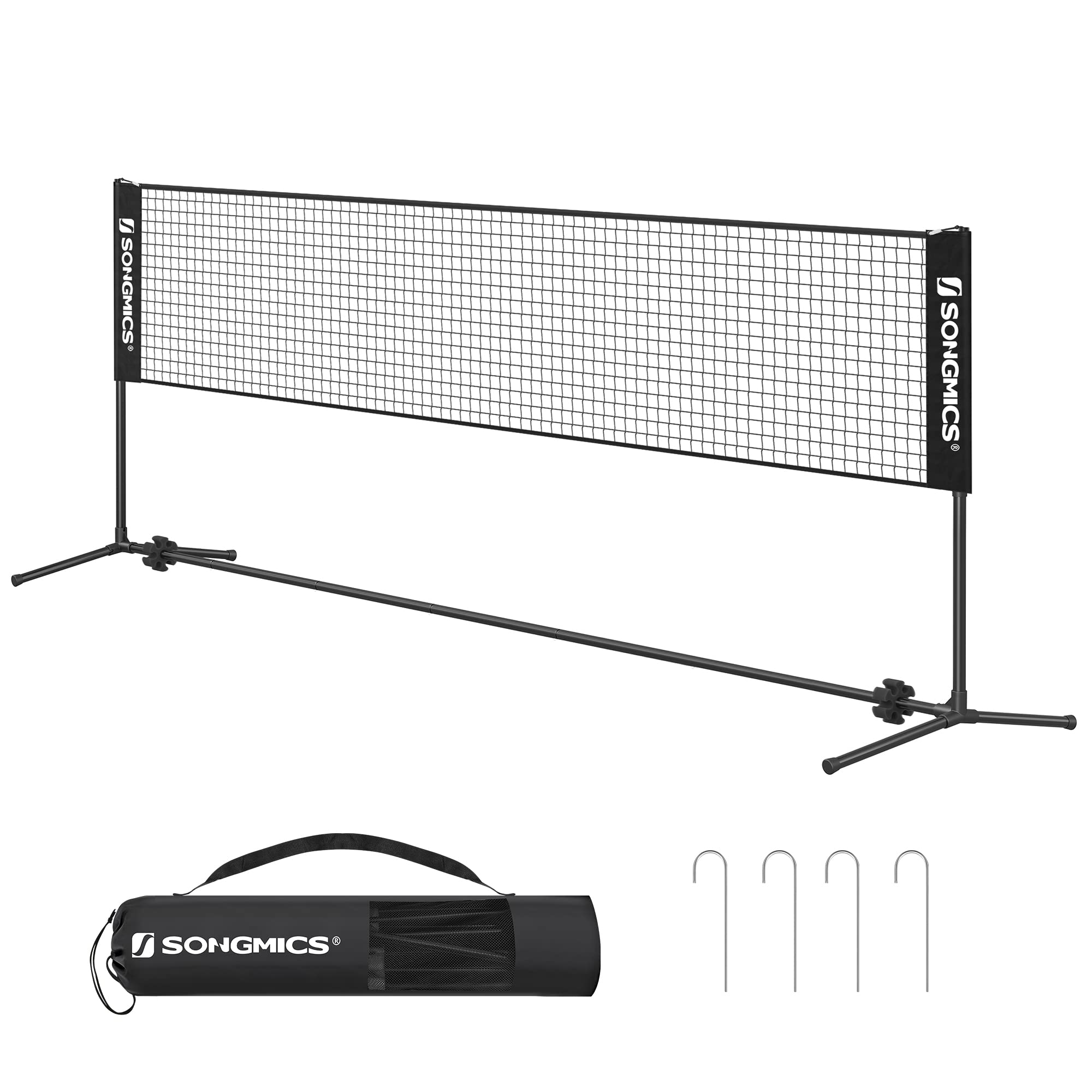 SONGMICS 3 m Badminton Net, Volleyball Net, Adjustable Poles Height, Portable Set for Tennis