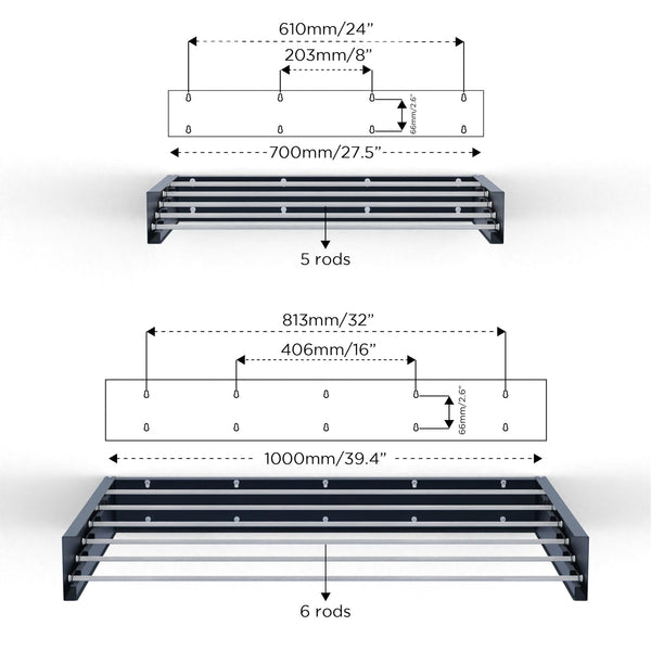 Hot Flow Glide Foldable Wall Mounted Clothes Rack, Retractable Clothes Drying Rack. Sleek Design With 5 x 70cm Rods For 3.5m Of Hanging Line. Perfect