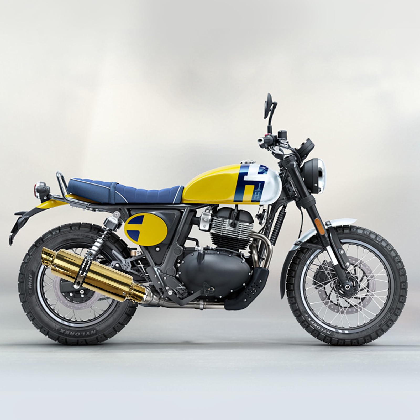 38mm 51mm Universal Motorcycle Golden Muffler Exhaust Stainless Steel Slip on Exhaust Pipe 1.5" 2" for Dirt Bike Street Bike Scooter ATV