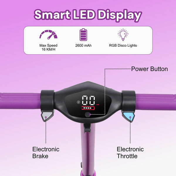 Electric Scooter Kids Foldable Mobility Scooters E Bike With RGB LED Lights For Ages 6-12 Boys Girls | 3 Speed Modes | 6-10 KM Range Dual Braking System 150W Motor Gift for Children