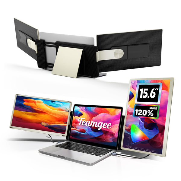 Teamgee 15.6” Laptop Screen Extender, 1080P FHD IPS Portable Monitor Compatible with 13”-17”Laptops, Slim Bezel-less Screen Extender with Detachable, Plug-Play for Mac, Windows, Android & Chrome