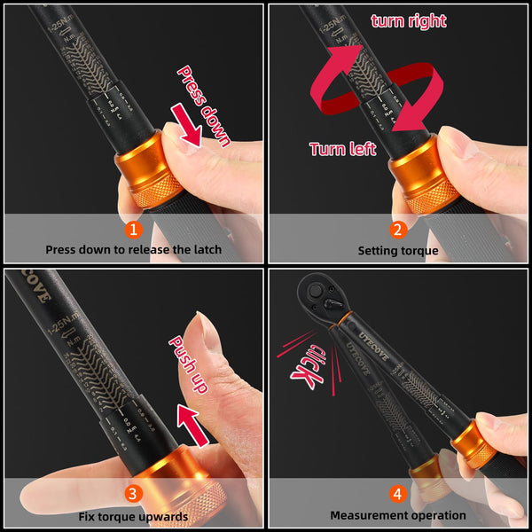 Torque Wrench 1/4 Bike Torque Wrench 1-25nm Torque Wrench Set 63ps with 100mm Extension bar and Socket
