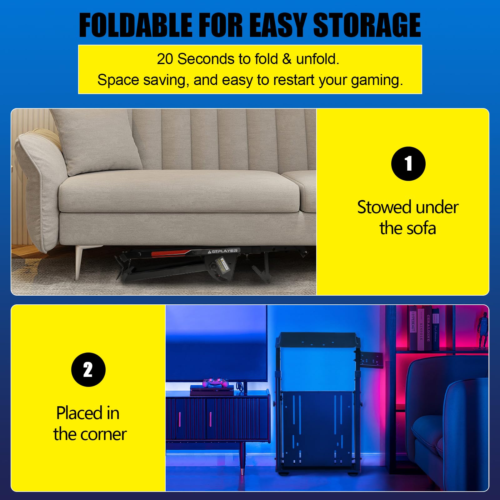 GTPLAYER Steering Wheel Stand for G25 G27 G29 G920 Foldable Racing Wheel Stand with Cup Holder Adjustable Height/Angle, Driving Simulator Gaming Wheel Stand