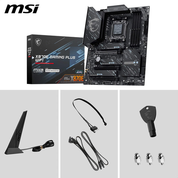 MSI X670E GAMING PLUS WIFI Motherboard, ATX - Supports AMD Ryzen 9000 / 8000 / 7000 Series Processors, AM5 - 80A SPS VRM, DDR5 Memory Boost 7800+ MHz/OC, PCIe 5.0 x16, M.2 Gen5, Wi-Fi 6E