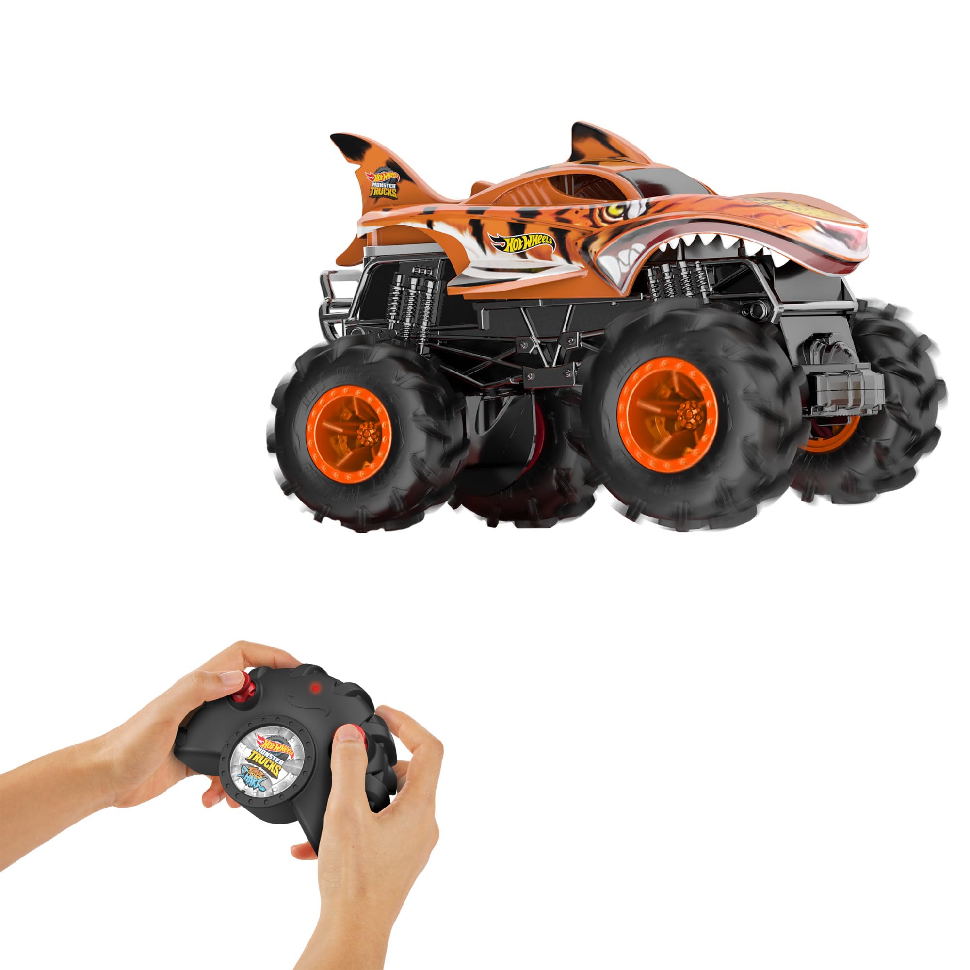 Hot Wheels Monster Trucks Remote Control Car, 1:15 Scale Mega-Wrex Alive Battery-Powered RC Vehicle with Lights & Sounds, JBD90
