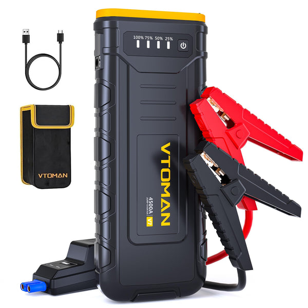 VTOMAN V7 4500A Jump Starter Power Pack, Car Battery Booster Jump Starter (Up to 10L Gas or 8L Diesel), 12V Car Jump Starter Power Bank with LED Flashlight, Fast Charging, 15V DC Port