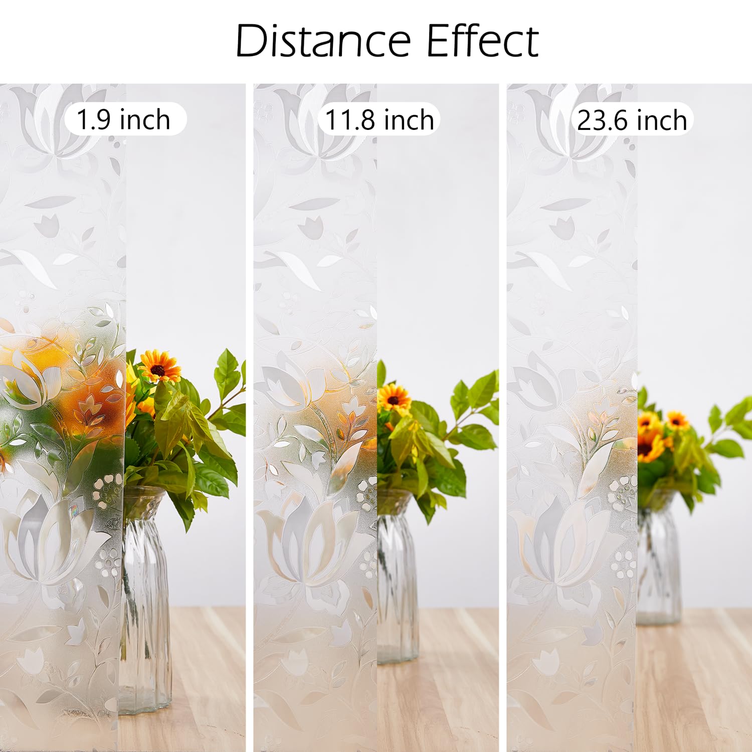 KROMAPOLIS Window Film Privacy, Thermal Window Vinyl Glass Covering Privacy Film for Glass Windows Frosted Stickers Tulip - 90x400cm