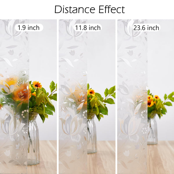 KROMAPOLIS Window Film Privacy, Thermal Window Vinyl Glass Covering Privacy Film for Glass Windows Frosted Stickers Tulip - 90x400cm