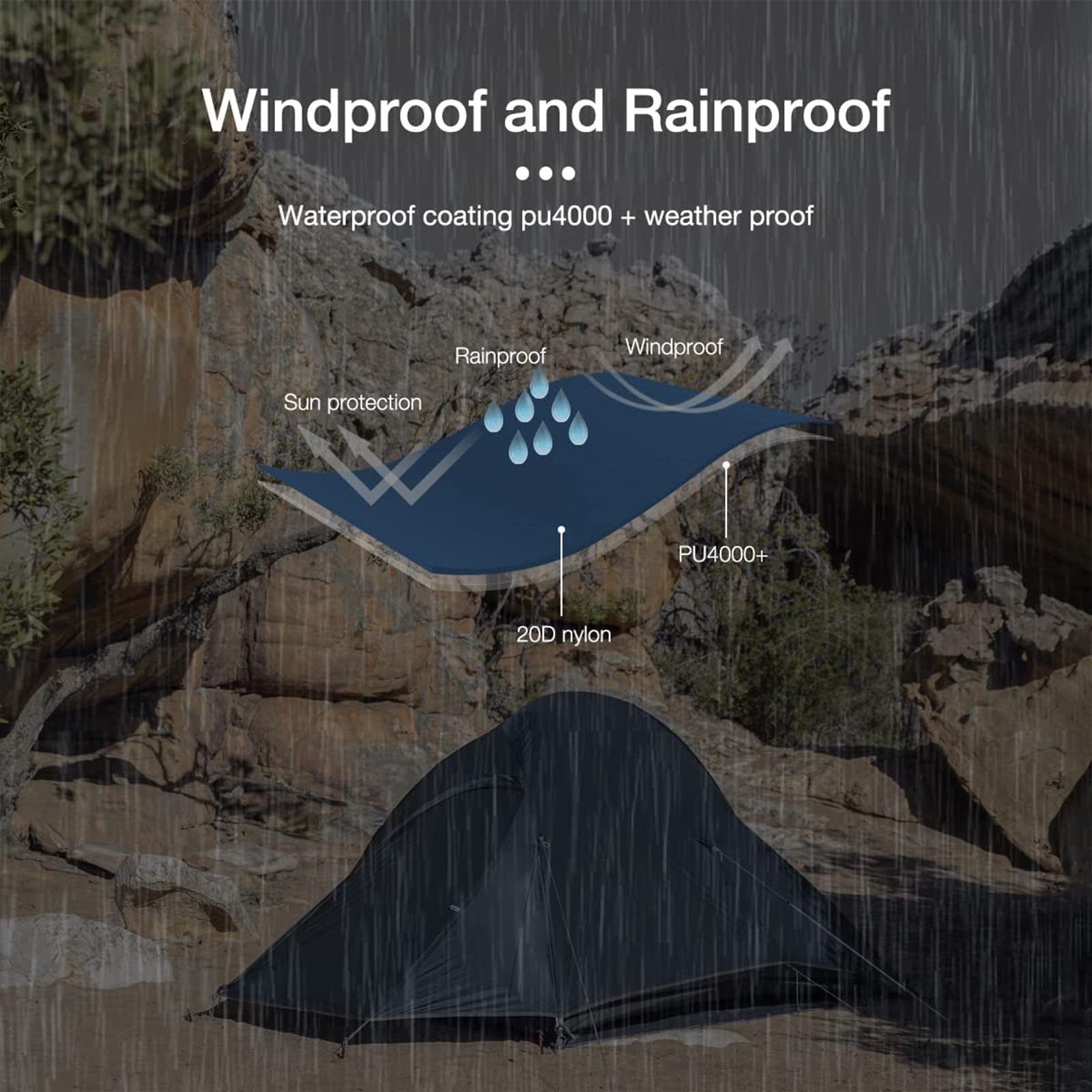 Naturehike Cloud up 2 Camping Tent 2 Man Backpacking Tent 3-4 Season Wild Country Tent Lightweight Dome Tent