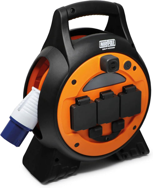 Maypole 230V 10A Mobile Mains Roller Power Unit with USB and Built in LED Light for Caravans, Camping, Campervans, Motorhomes