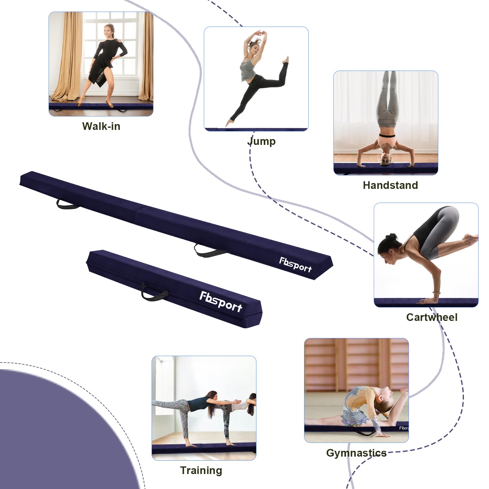 FBSPORT 270 CM Folding Gymnastics Balance Beam for Kids Training, Floor Beam