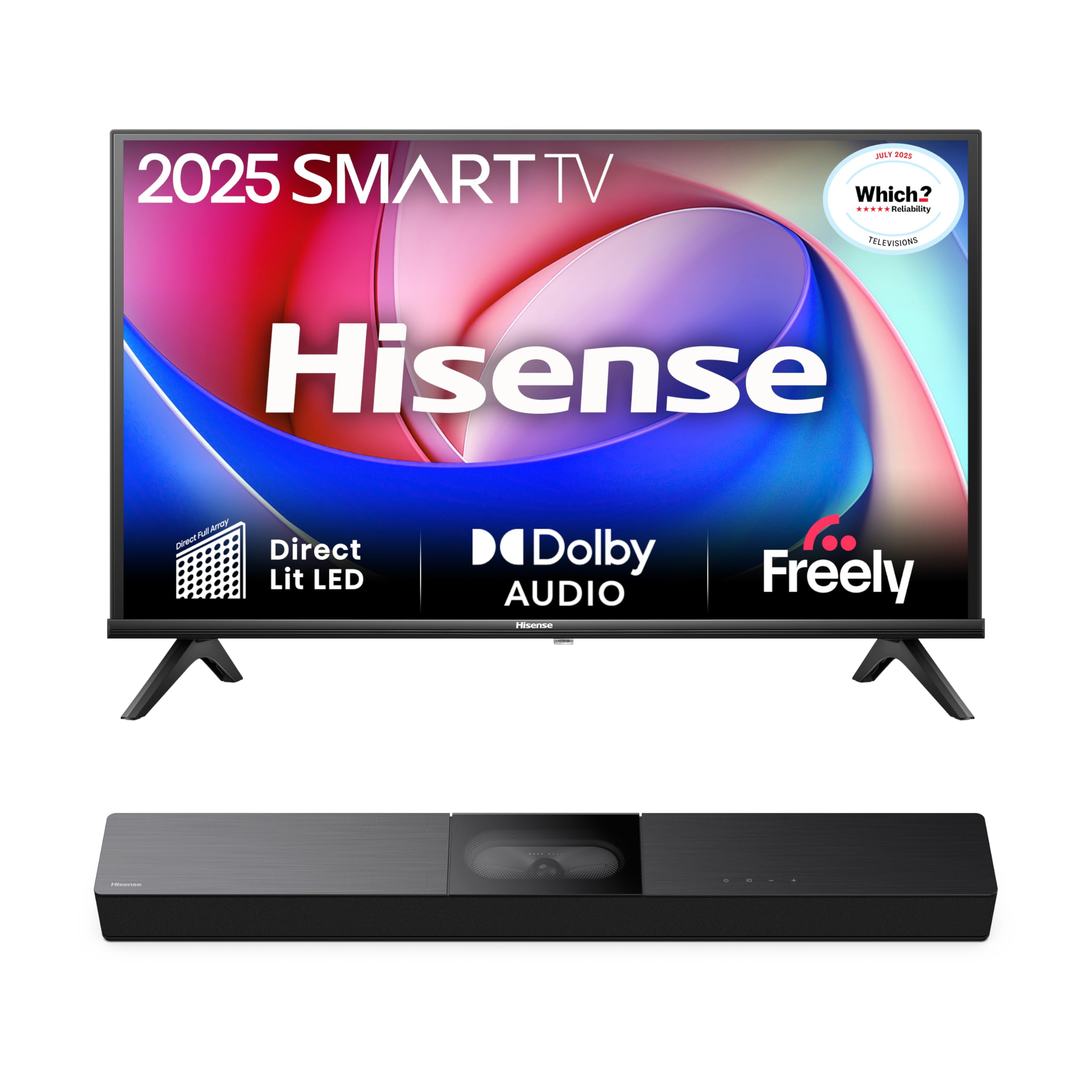 Hisense 40" 40E4QTUK FHD LED TV with Freely - Direct Lit LED, Dolby Audio, Natural Colour Enhancer, Games Mode, Sports Mode with Freely, Disney +, YouTube, Netflix