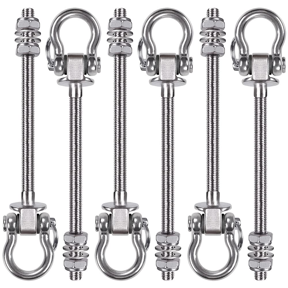 BeneLabel 6pcs Hanging Bolts 23.5cm Hammock Swing Hanger Carabiner Hook, Swive Stainless Steel Mounting Kit Set for Indoor Outdoor Playground Chair