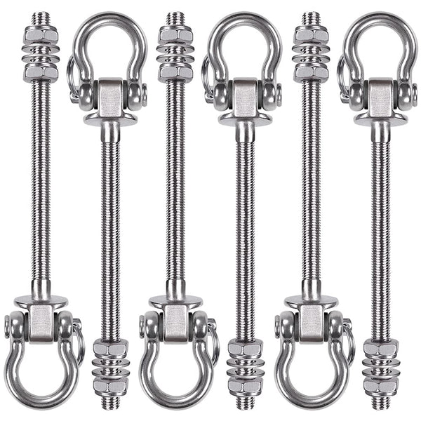 BeneLabel 6pcs Hanging Bolts 23.5cm Hammock Swing Hanger Carabiner Hook, Swive Stainless Steel Mounting Kit Set for Indoor Outdoor Playground Chair