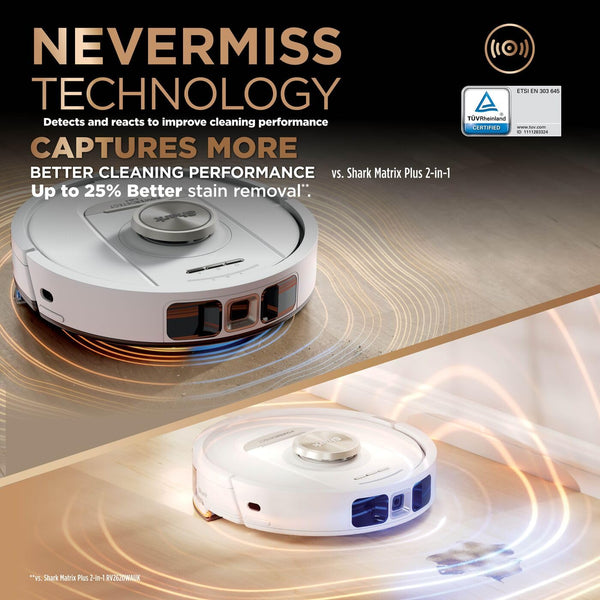 Shark PowerDetect 2-in-1 Robot Vacuum & Mop, NeverTouch Pro 60-Day Self Empty, Self-Refill and Self-Clean Robot Vacuum with 3D & LiDAR Navigation, NeverStuck Obstacle Bypass, WiFi/App White