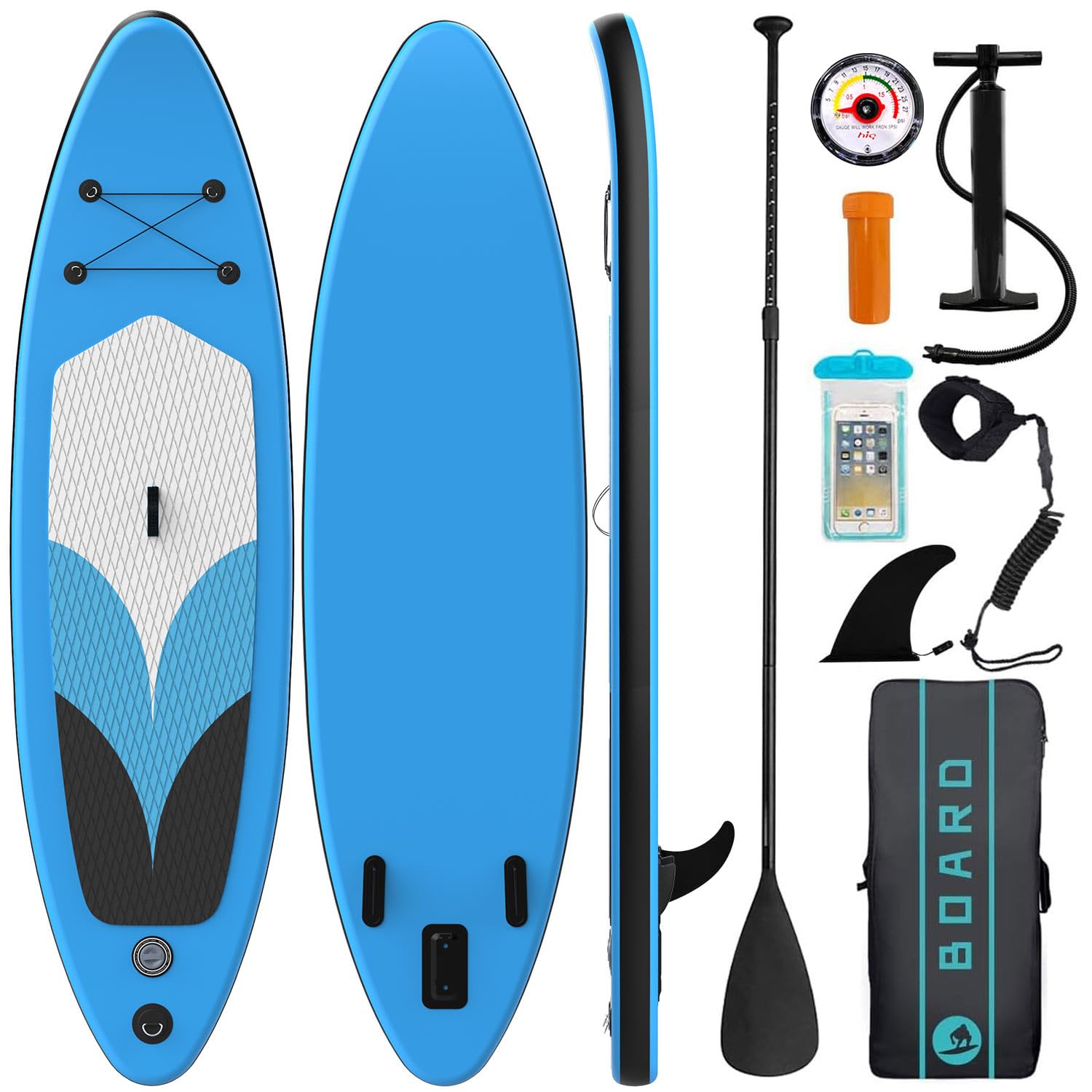 Inflatable Stand Up Paddle Board 10'5''×30''×6'', SUP Inflatable Paddle Boards Ultra Light Surfing Board Kit for Adults, Set with Adjustable Paddle Hand Pump Fin Backpack Phone Case Repair Kit