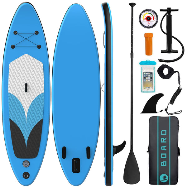 Inflatable Stand Up Paddle Board 10'5''×30''×6'', SUP Inflatable Paddle Boards Ultra Light Surfing Board Kit for Adults, Set with Adjustable Paddle Hand Pump Fin Backpack Phone Case Repair Kit