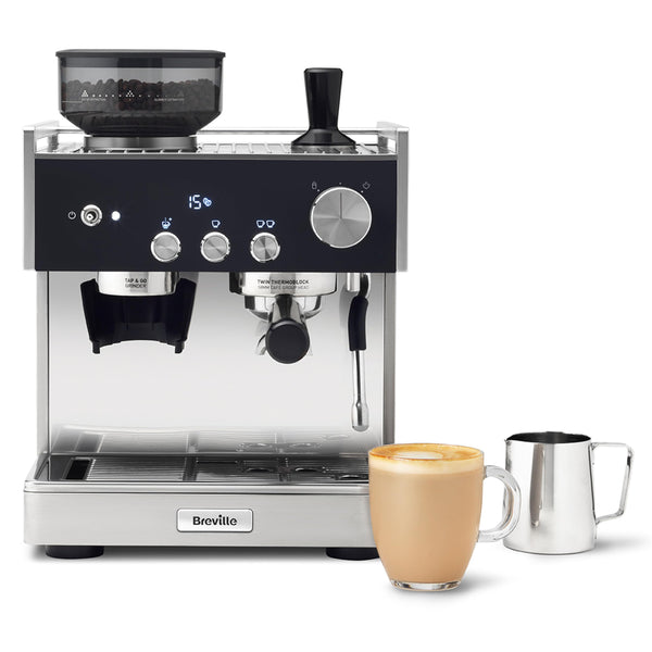 Breville Barista Max Espresso Machine | Latte & Cappuccino Coffee Maker with Integrated Bean Grinder & Steam Wand | 2.8 L Water Tank | 15 Bar Italian Pump | Stainless Steel