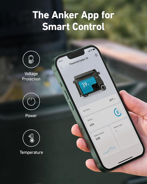 Anker EverFrost Powered Cooler 30, 33L No-Ice Cooler with 299Wh Battery, 20-35 Hours of Long-Lasting Cooling, Efficient Compressor, Bluetooth Control, and Detachable Charger