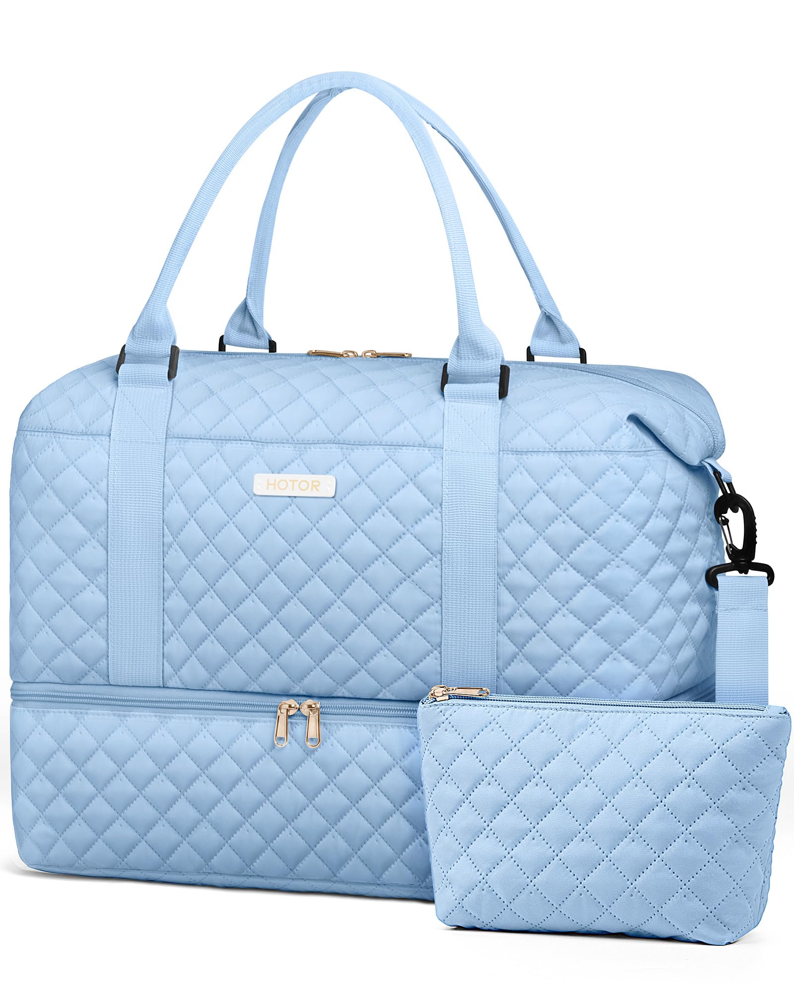 HOTOR Travel Bags for Women - Lightweight Overnight Holdall Bag, Large Carry on Luggage Weekend Bag with Shoe Compartment & Toiletry Bag, Travel Duffel Sport Gym Tote, Black, 34.0 x 45.0 x 20.0 cm