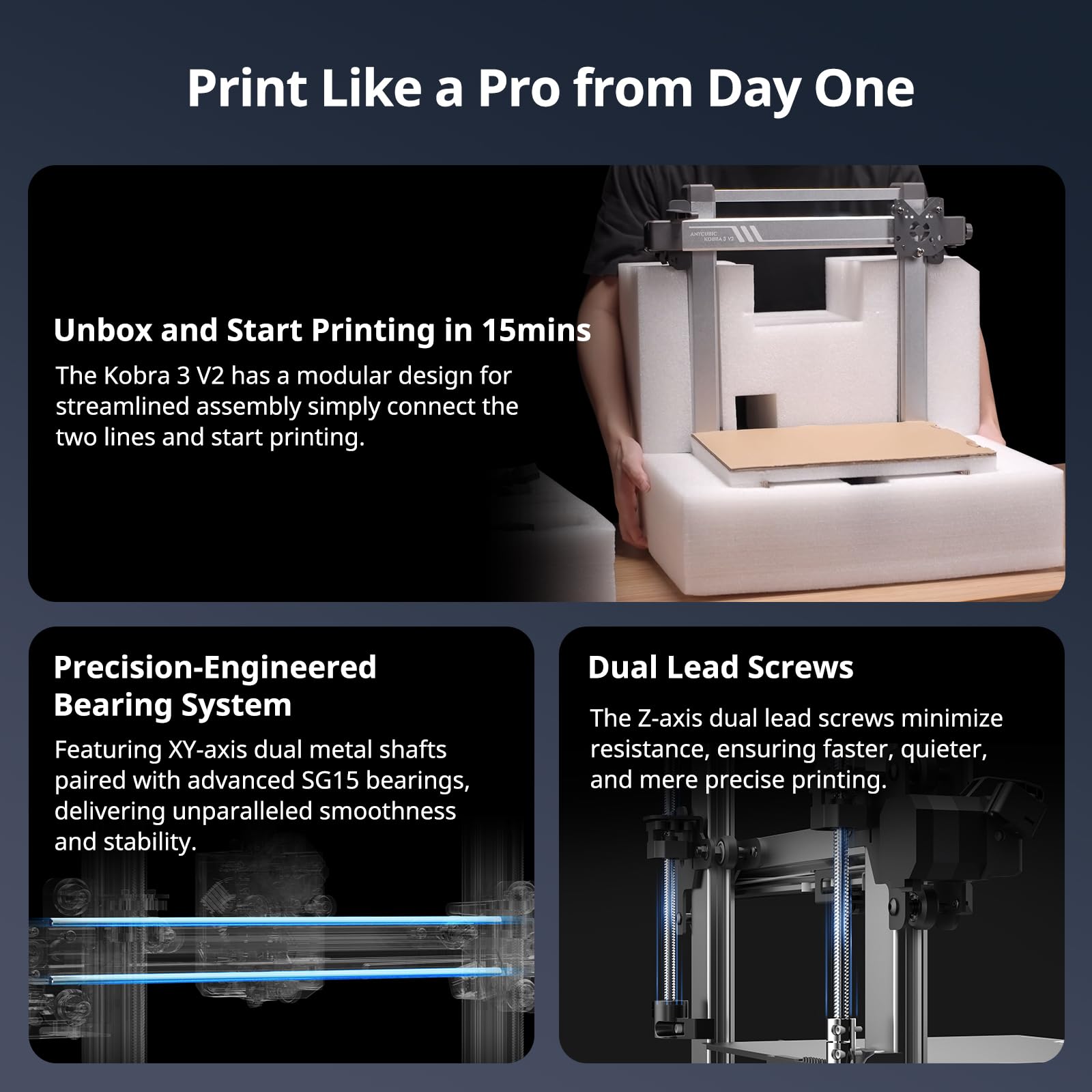 ANYCUBIC Kobra 3 V2 Combo 3D Printer, 600mm/s Fast Printing FDM 3D Printer, Multicolor Printing Up to 8 Colors, Active Drying, Upgraded Auto-leveling, Print Size 255x255x260mm, Realize Smooth Printing