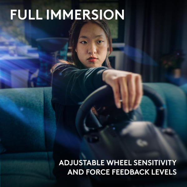 Logitech G G923 Racing Wheel and Pedals, TRUEFORCE up to 1000 Hz Force Feedback, Responsive Driving Design, Dual Clutch Launch Control, Genuine Leather Wheel Cover, for PS5, PS4, PC, Mac - Black