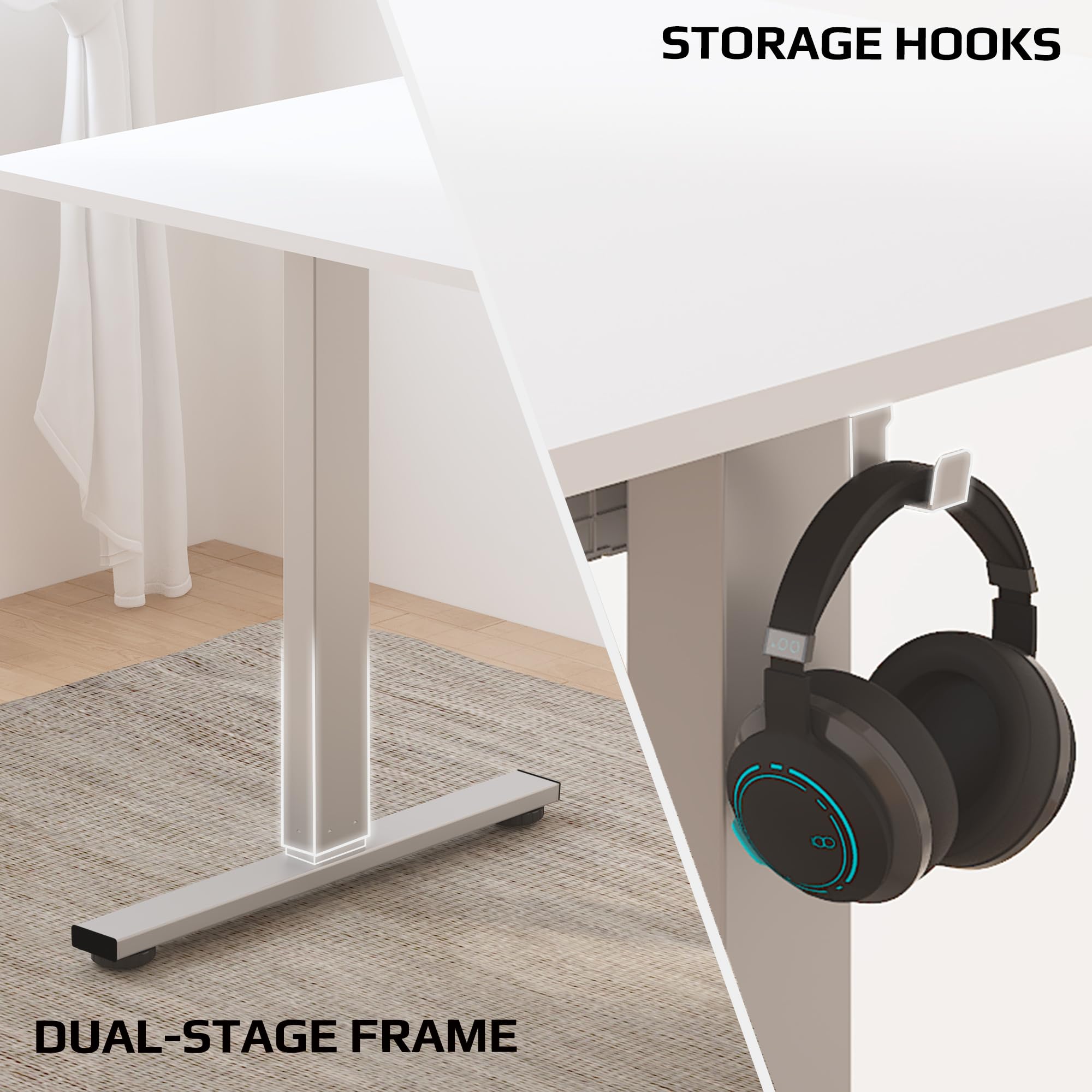 FLEXISPOT ONE PIECE Electric Standing Desk Height Adjustable Sit Stand Up Desk for Home Office with Memory Smart Pannel (100 * 60cm Black Frame+ Black Desktop)