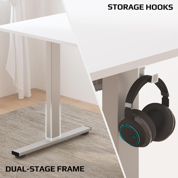 FLEXISPOT ONE PIECE Electric Standing Desk Height Adjustable Sit Stand Up Desk for Home Office with Memory Smart Pannel (100 * 60cm Black Frame+ Black Desktop)