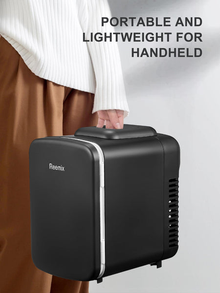 Mini Fridge 4 Litre, 6 Can Portable AC+DC Power Cooler & Warmer, Portable Small Fridge for Bedrooms, Cars, Offices; Skincare, Makeup, Cosmetics, Food (Pearlescent White, 4L)