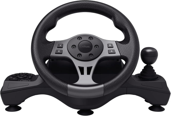 Trust GXT 289 Steering Wheel for Gaming PC, Xbox Series X/S, PS4, Nintendo Switch, Racing Wheel with Pedals, Paddle Shifters, Gear Stick, Vibration Feedback, for Farming Simulator / F1 / Gran Turismo