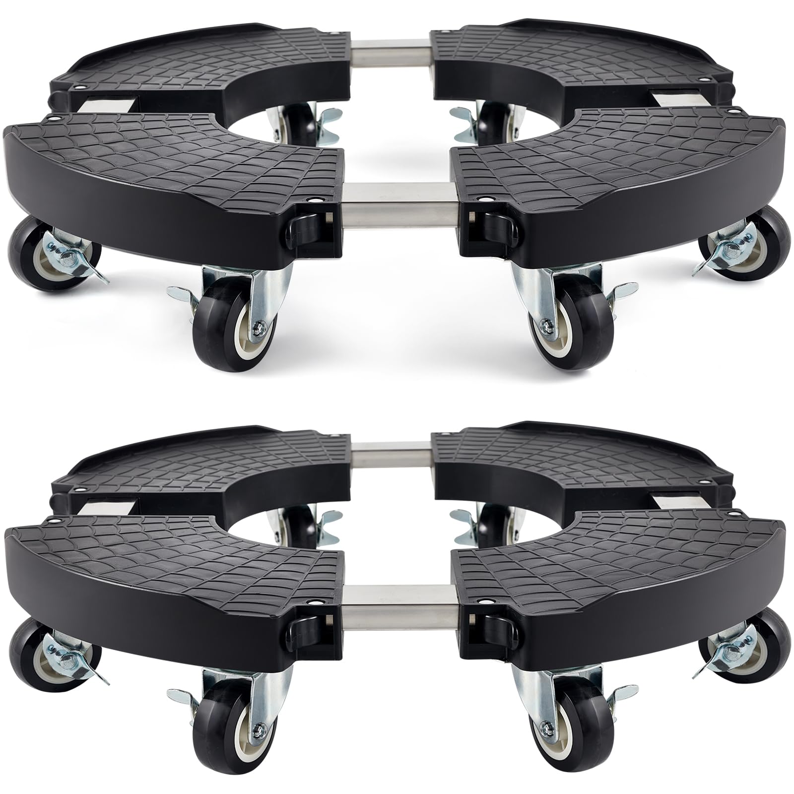 2 Pack Plant Caddy with Wheels Heavy Duty, Plant Trolley with 8 Lockable Casters, Plant Stand with Wheels Heavy Duty Adjustable 15"-21", 330lbs