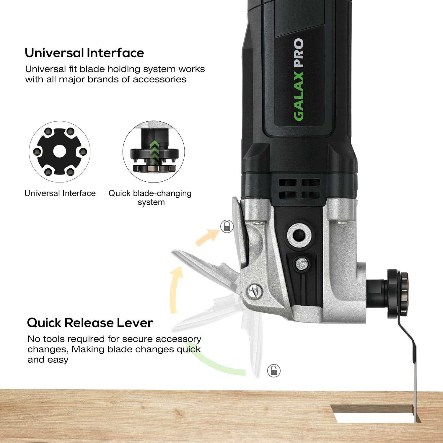 GALAX PRO Oscillating Tool, 400W Multifunction Tool,6 Variable Speed - Oscillating Vibration Angle 4 Degrees,Quick Change System with 30 PCS Accessories for Cutting, Sanding and Grinding