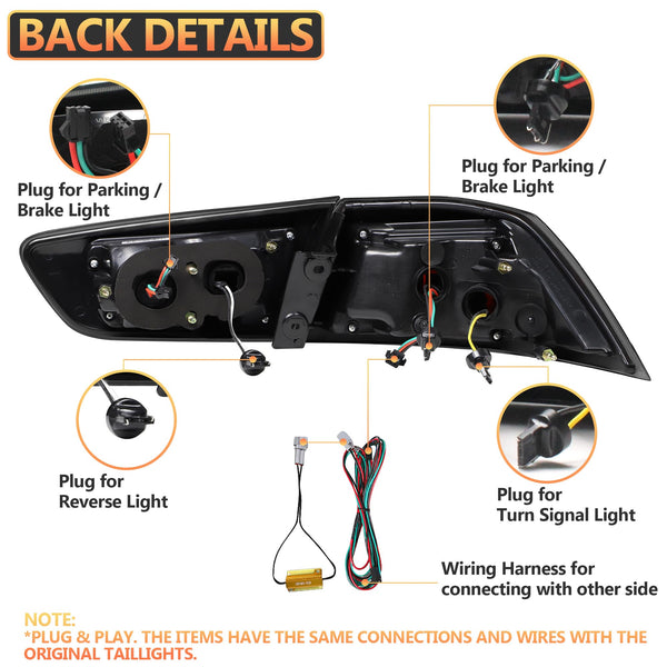 VLAND LED Rear Lights compatible with Lancer & EVO X 2008-2020 (Not Fit fortis/io), w/Sequential indicator, Driver & Passenger Side (Smoked dynamic 2)