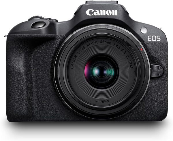 Canon EOS R100 - Compact Mirrorless Digital Camera - 24.1 MP, 4K Resolution - Dual Pixel CMOS AF, DIGIC 8 Processor - 6.5 FPS Continuous Shooting - Face & Eye Detection, Bluetooth, Wi-Fi, GPS