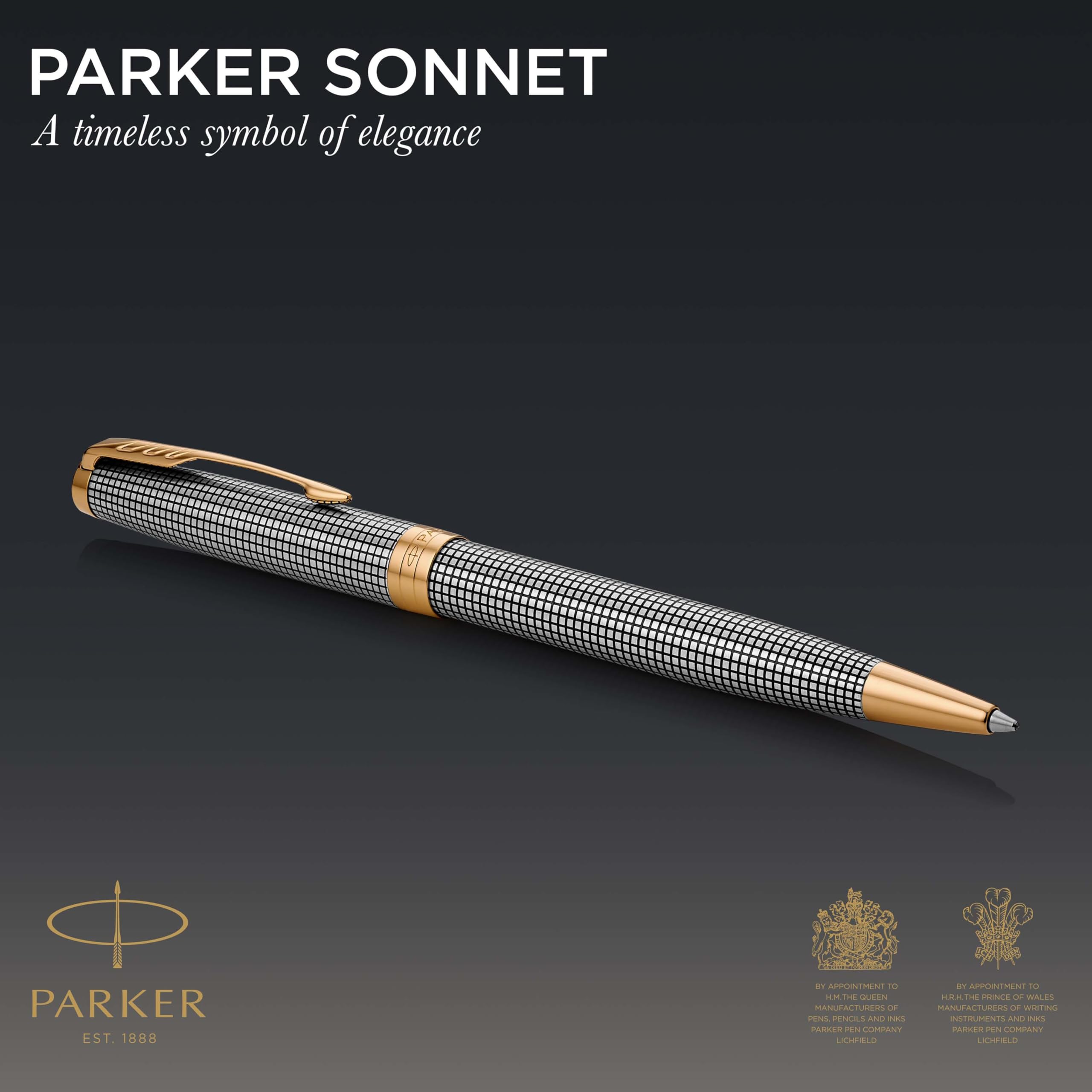 Parker Sonnet Ballpoint Pen | Stainless Steel with Gold Trim | Medium Point | Handwriting Pens & Stationery Supplies | Black Ink | Gift Box