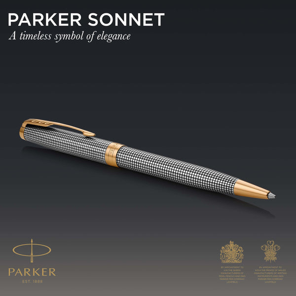 Parker Sonnet Ballpoint Pen | Stainless Steel with Gold Trim | Medium Point | Handwriting Pens & Stationery Supplies | Black Ink | Gift Box
