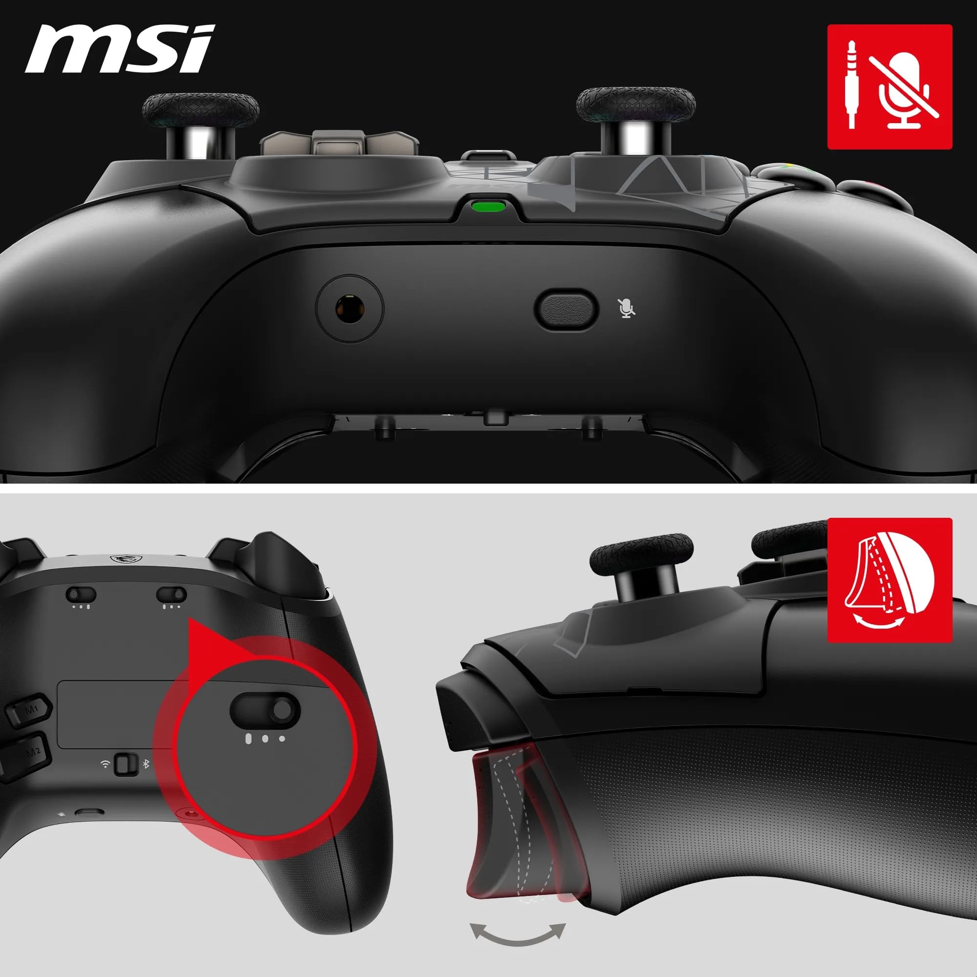 MSI FORCE GC20 V2 WHITE Wired PC Gamepad Controller - Interchangeable D-Pad Covers, Dual Vibration Motors, USB 2.0 - Wired